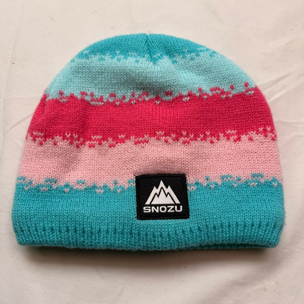 Snozu Kids' Pink and Blue Striped Beanie